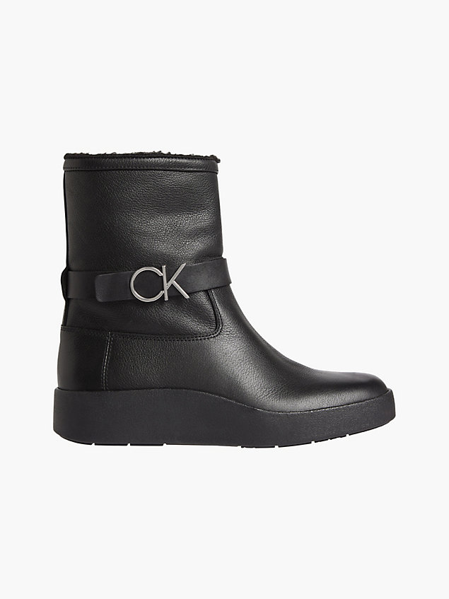 black leather ankle boots for women calvin klein