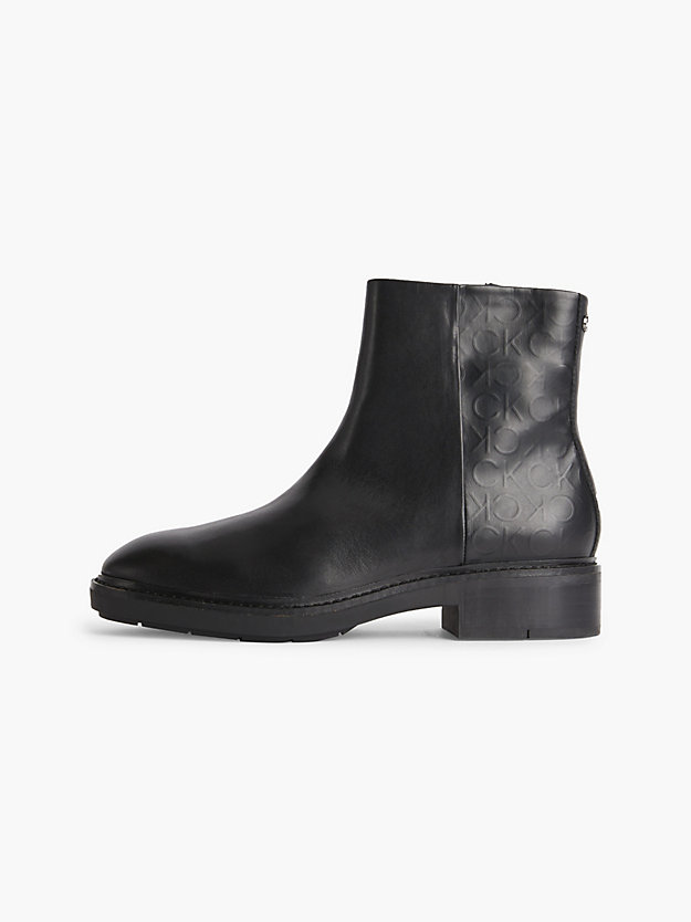 CK BLACK Leather Ankle Boots for women CALVIN KLEIN