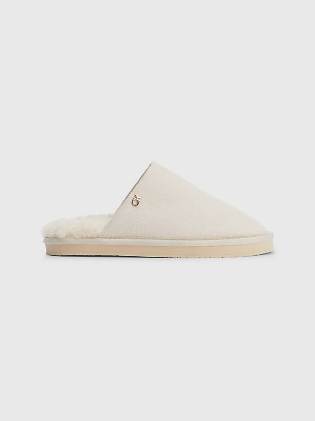 Neutral Mono Recycled Logo Jacquard Slippers undefined women Calvin Klein