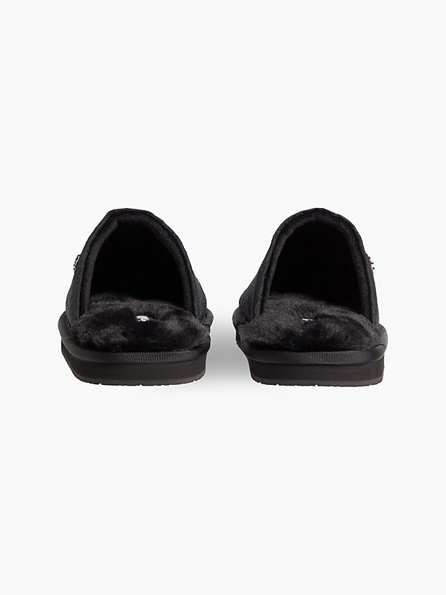 black slipper aus recyceltem jacquard mit logo für damen - calvin klein