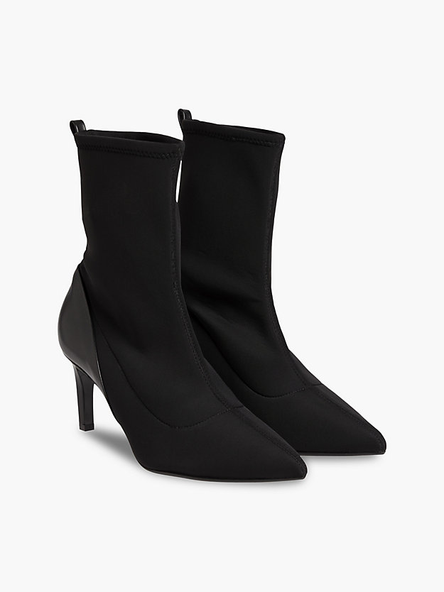 CK BLACK Neoprene and Leather Heeled Ankle Boots for women CALVIN KLEIN