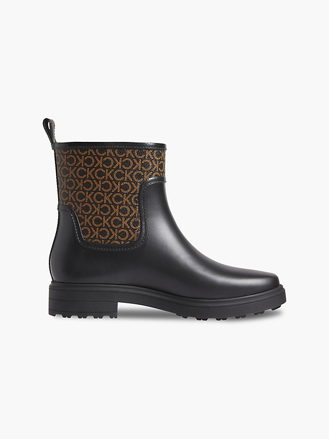 Black / Brown Mono Logo Rain Boots undefined women Calvin Klein
