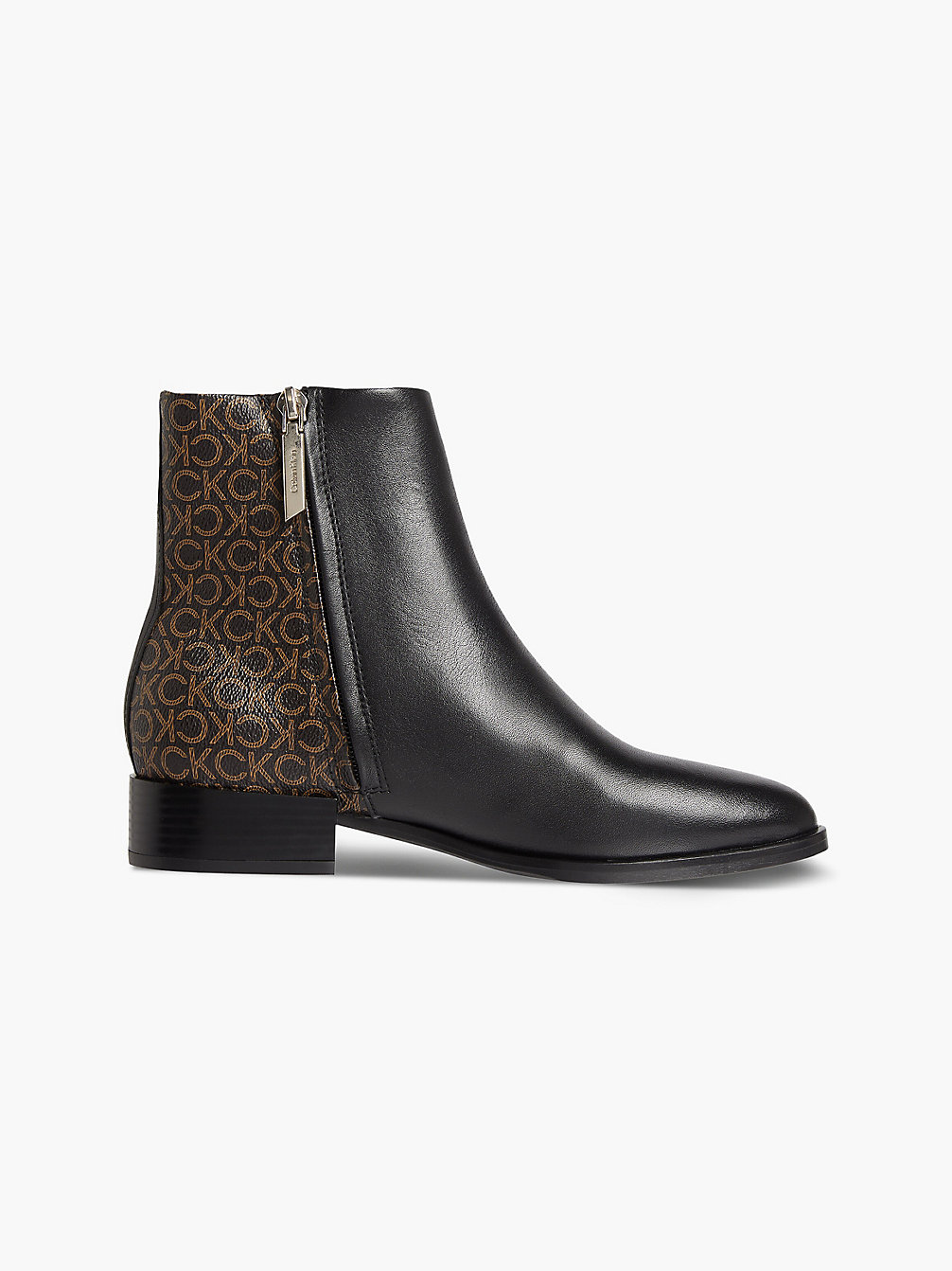 BLACK / BROWN MONO Ankle-Boots Aus Leder undefined Damen Calvin Klein
