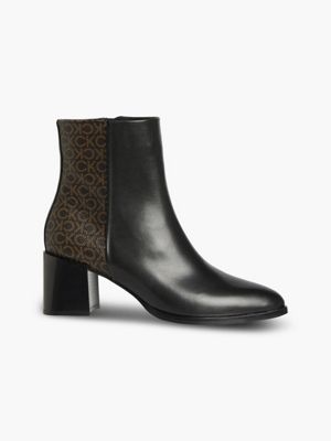  ankle-boots mit absatz aus leder für damen - calvin klein