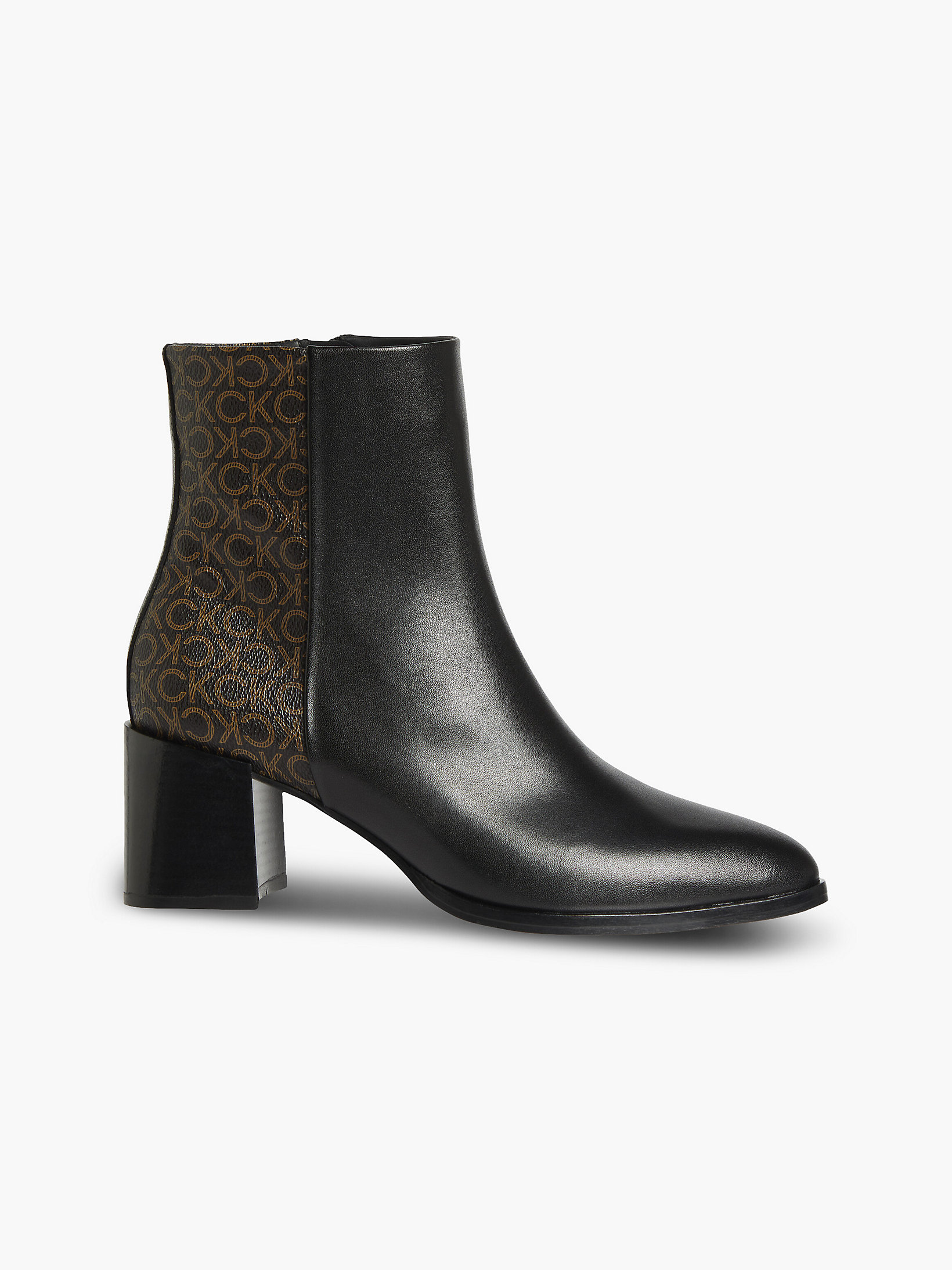 Black / Brown Mono > Ankle-Boots Mit Absatz Aus Leder > undefined Damen - Calvin Klein