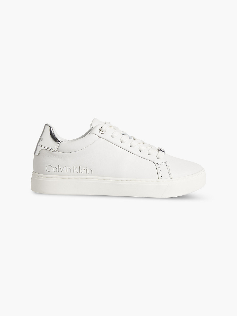 WHITE/SILVER Leren Sneakers undefined dames Calvin Klein