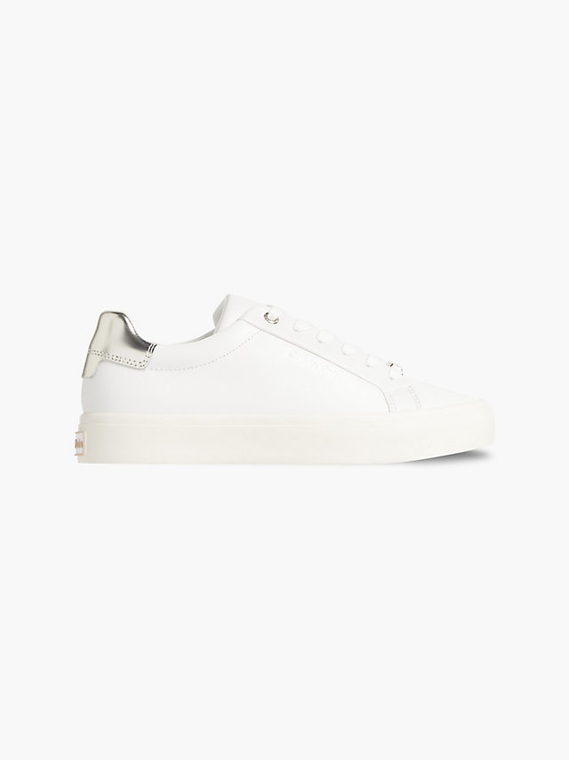 White/pale Gold Leather Trainers undefined women Calvin Klein