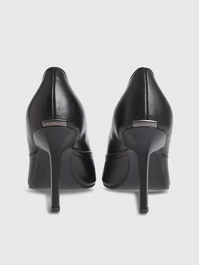 black leather stiletto pumps for women calvin klein