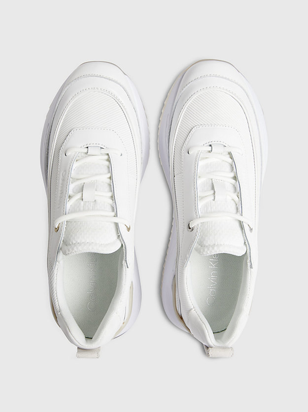WHITE/ FEATHER GRAY Leather Wedge Trainers for women CALVIN KLEIN