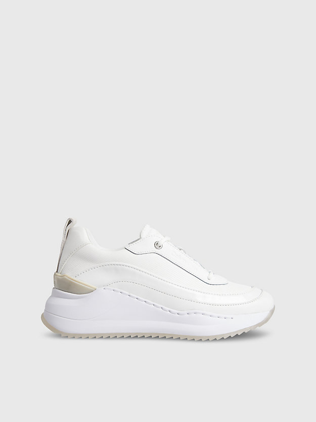 WHITE/ FEATHER GRAY Wedge Sneakers aus Leder für Damen CALVIN KLEIN