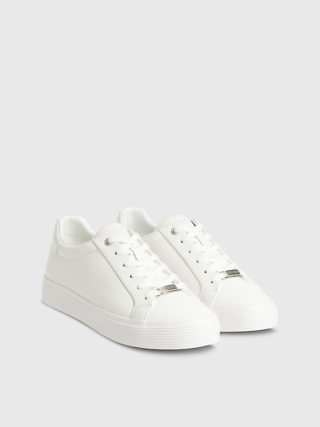 TRIPLE WHITE Leather Trainers for women CALVIN KLEIN