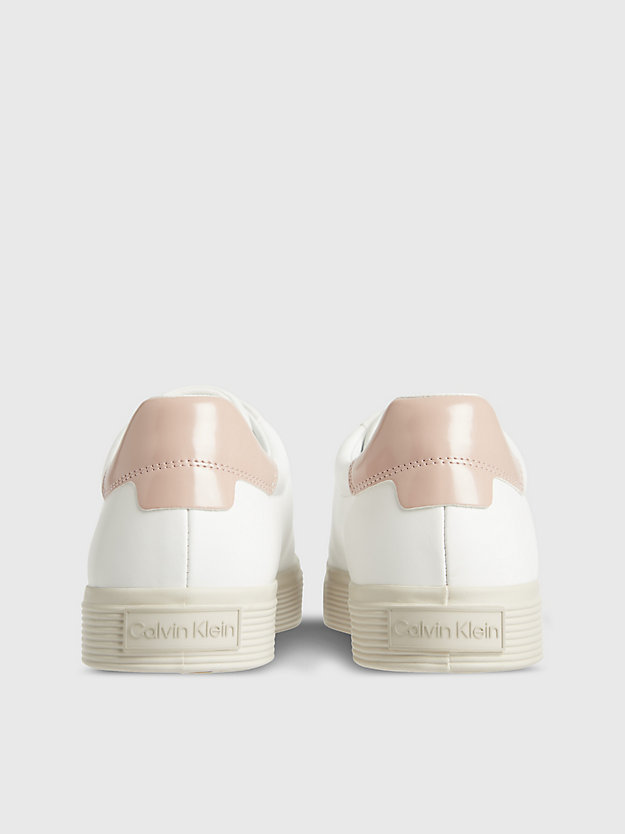 WHITE / PINK MIX Leather Trainers for women CALVIN KLEIN