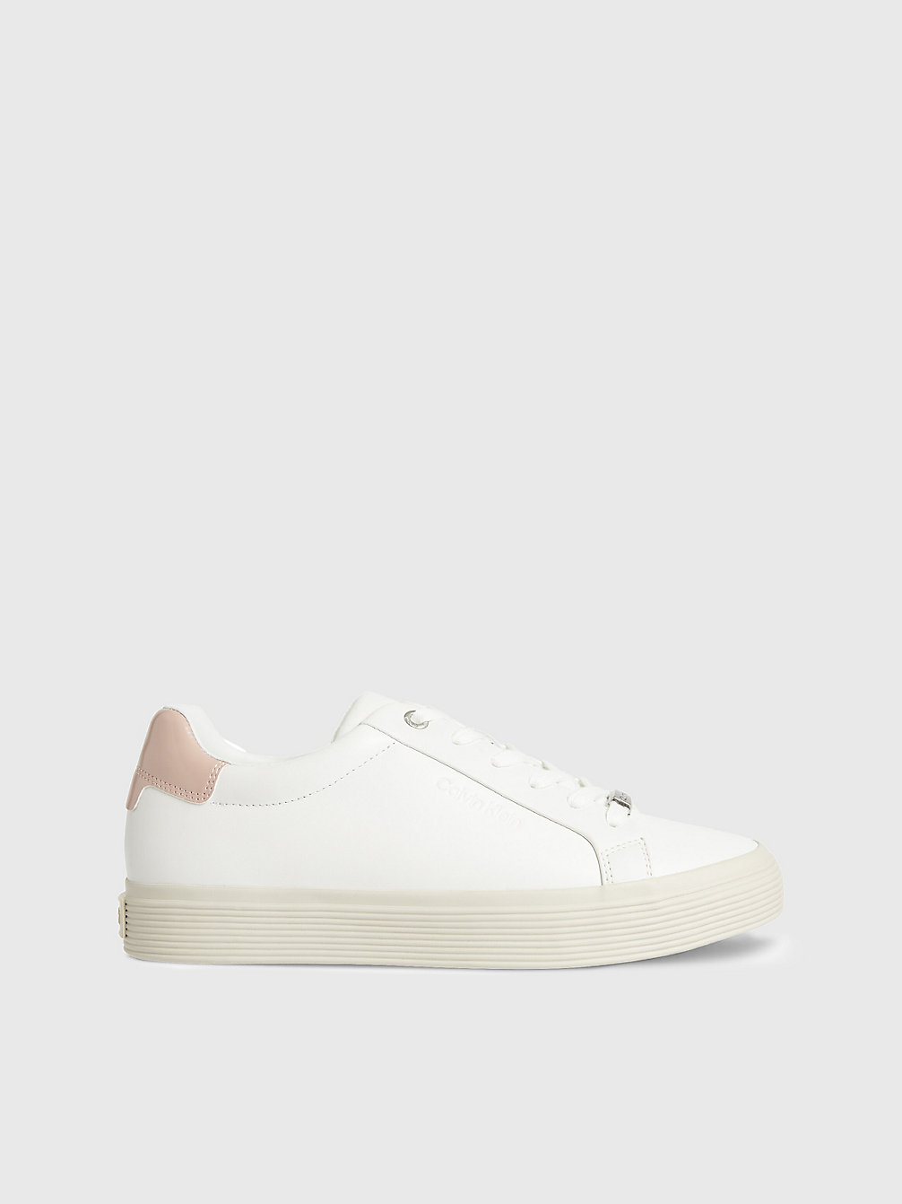 WHITE / PINK MIX Leather Trainers undefined women Calvin Klein