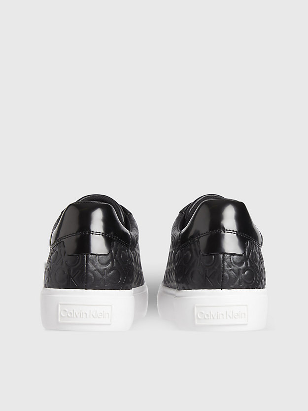 SEASONAL BLACK MONO Leder-Sneakers mit Logo für Damen CALVIN KLEIN