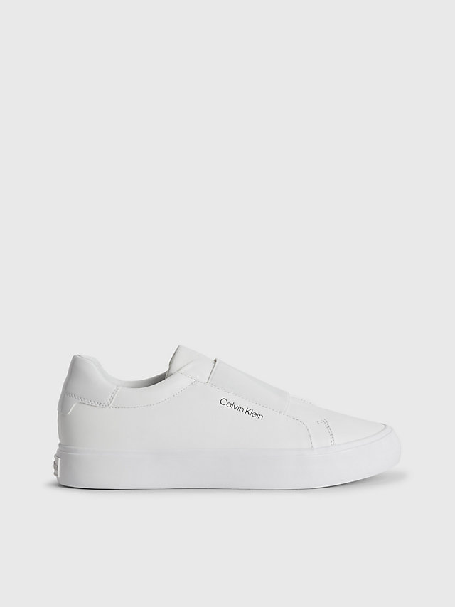 Bright White Leather Slip-On Shoes undefined women Calvin Klein