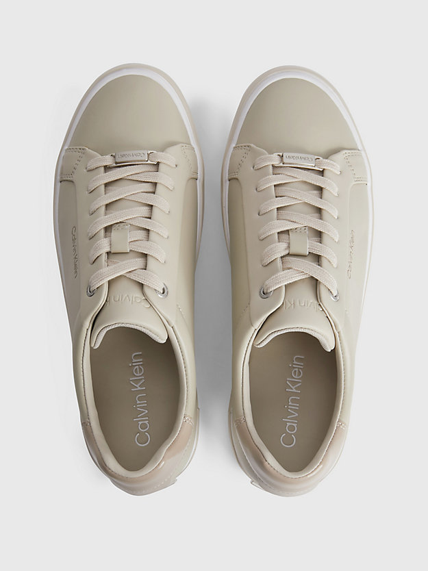 feather gray leather trainers for women calvin klein