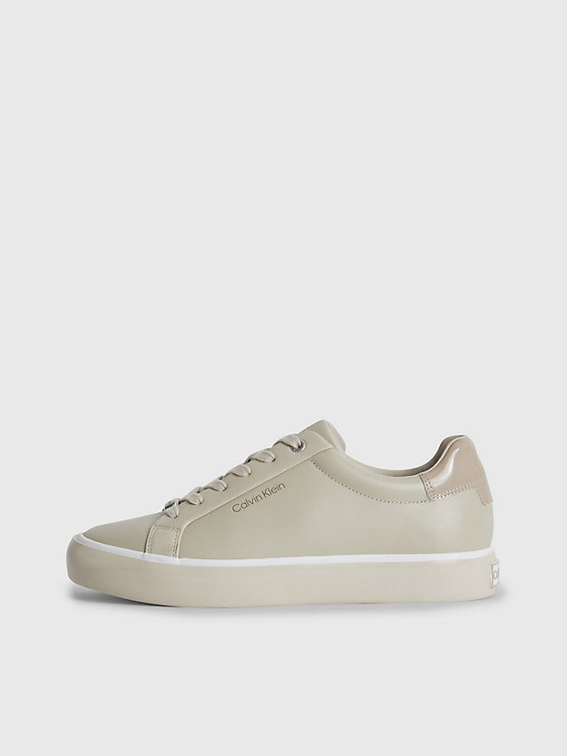 FEATHER GRAY Leather Trainers for women CALVIN KLEIN