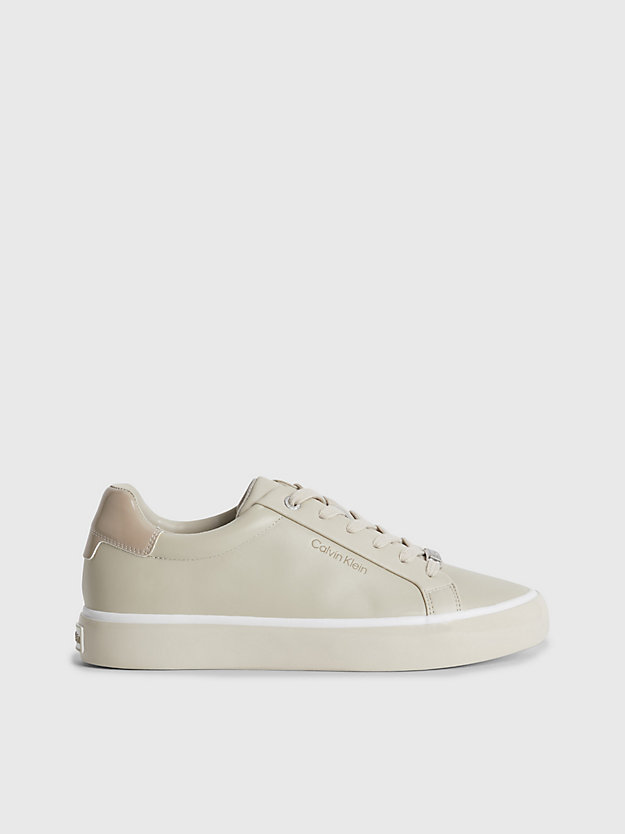 feather gray leather trainers for women calvin klein