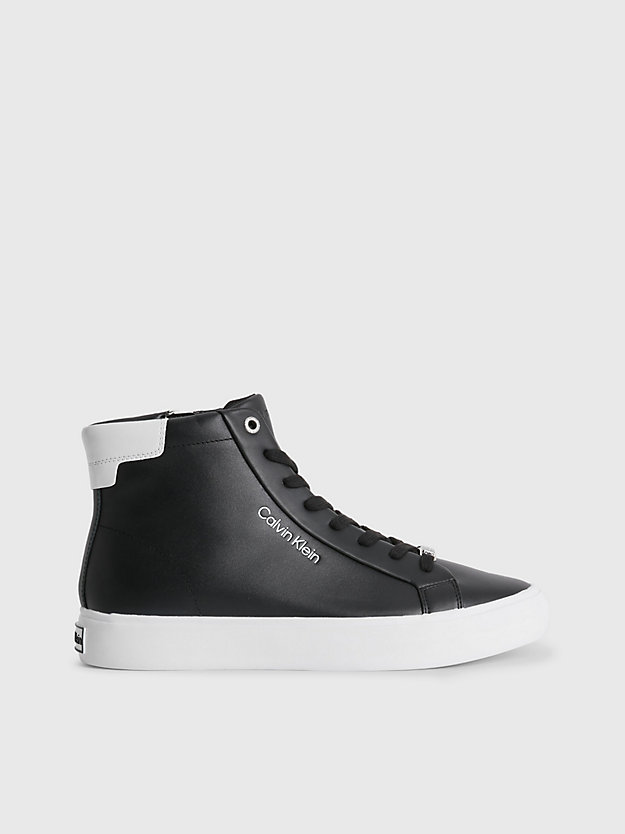 CK BLACK Leather High-Top Trainers for women CALVIN KLEIN