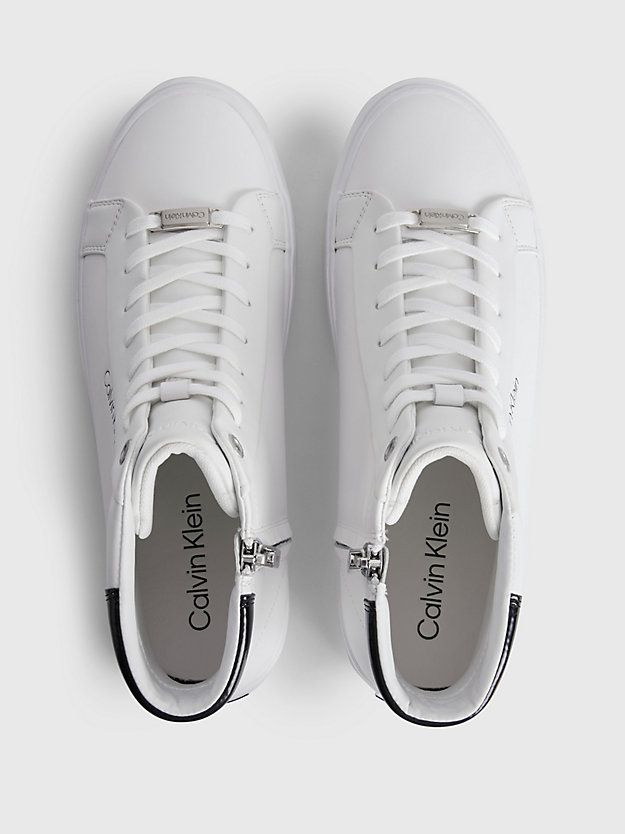 BRIGHT WHITE Leather High-Top Trainers for women CALVIN KLEIN