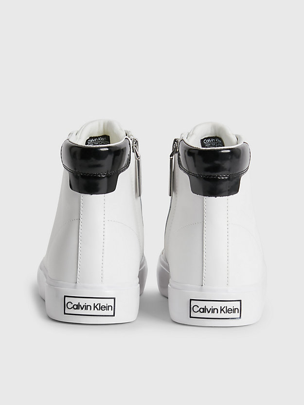 BRIGHT WHITE Leather High-Top Trainers for women CALVIN KLEIN