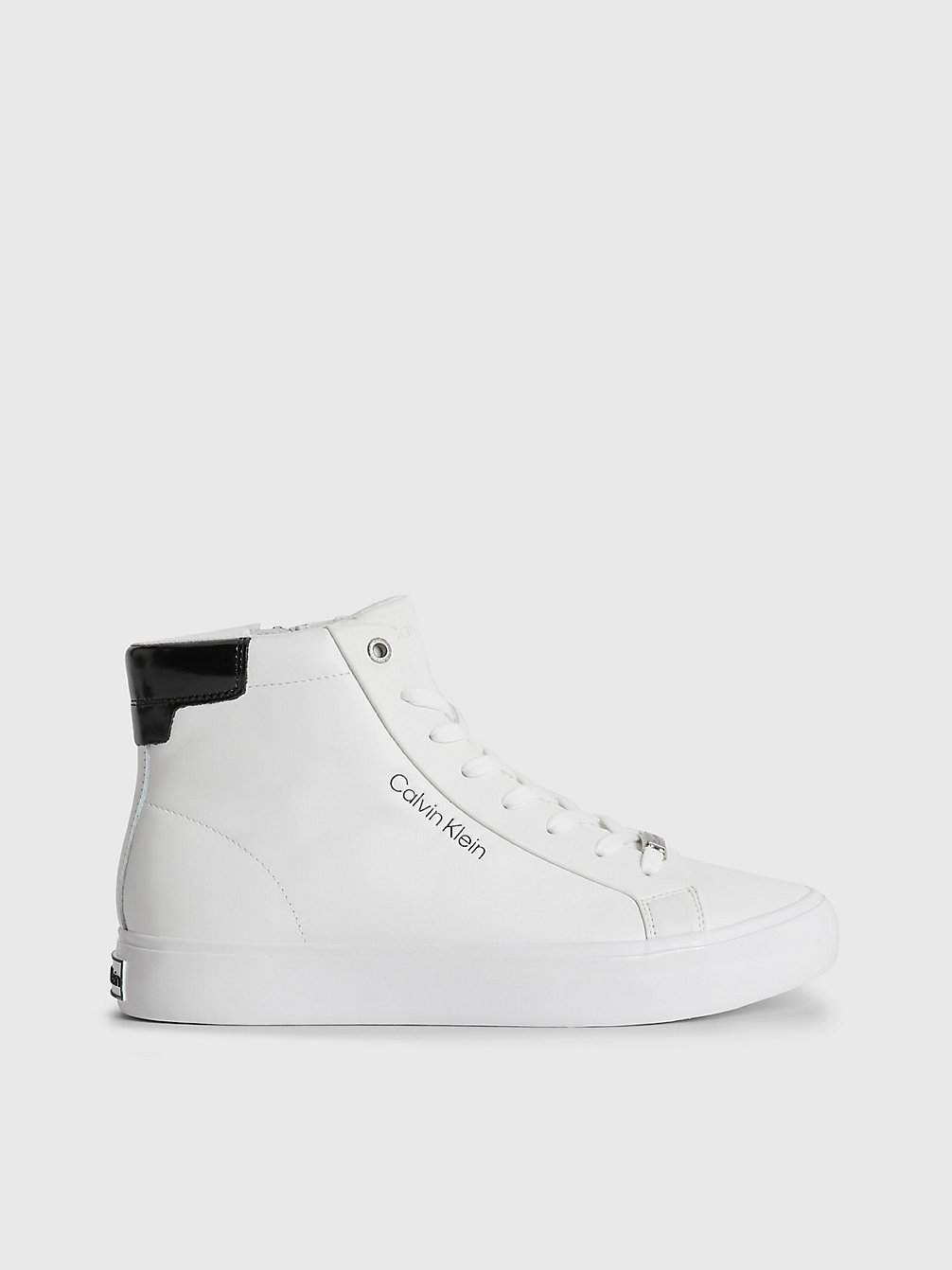 BRIGHT WHITE Leather High-Top Trainers undefined women Calvin Klein
