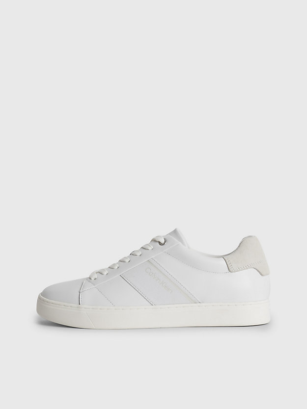 bright white leather trainers for women calvin klein
