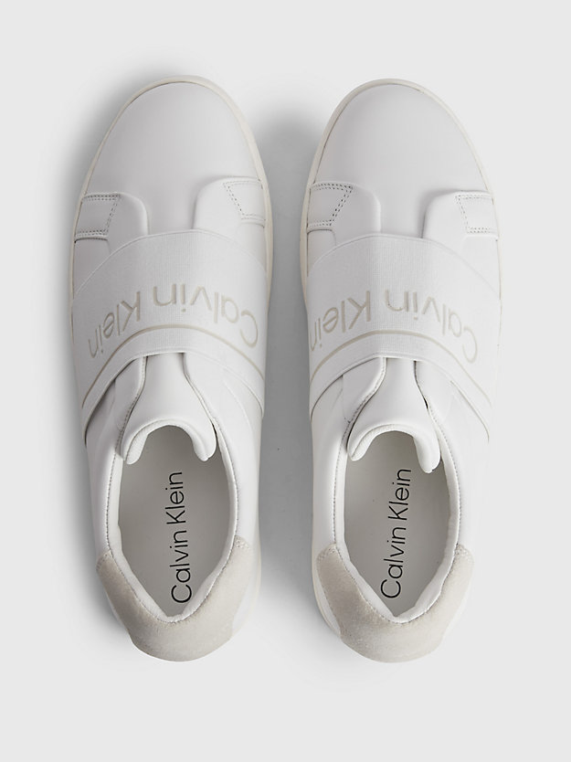 bright white leather slip-on shoes for women calvin klein