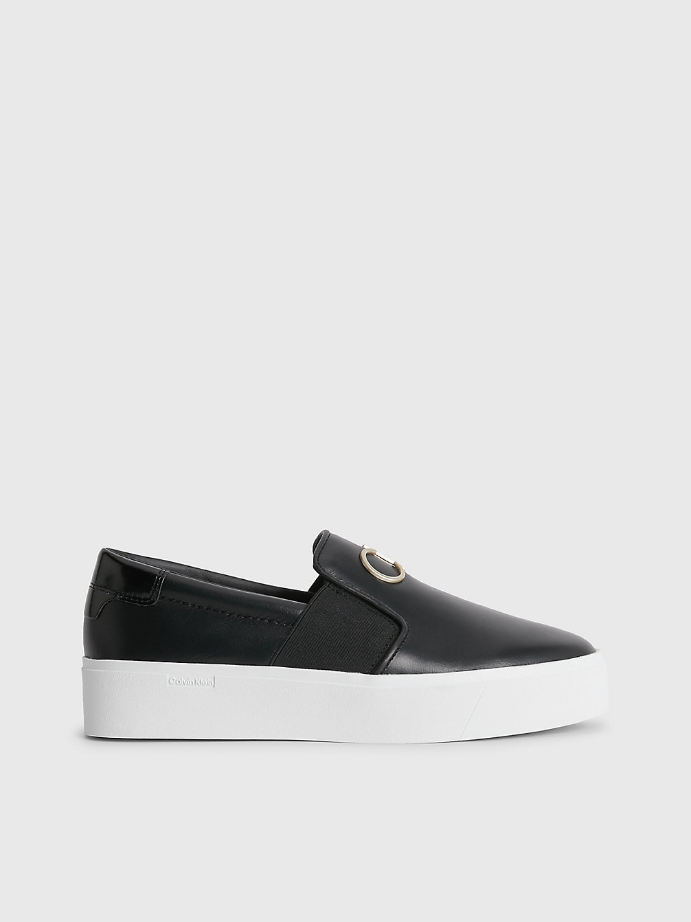 CK BLACK Leather Platform Slip-On Shoes undefined women Calvin Klein