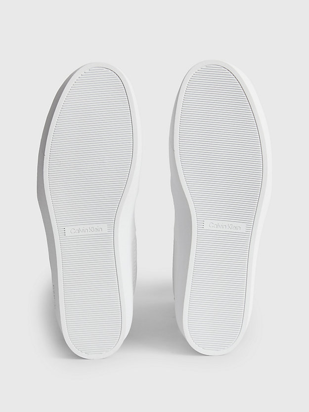 bright white plateau-slippers aus leder für damen - calvin klein
