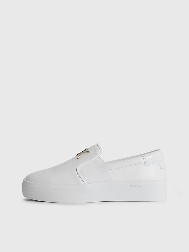 bright white skórzane buty wsuwane na platformie dla kobiety - calvin klein