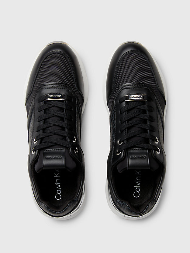 BLACK MONO Leder-Sneakers mit Logo für Damen CALVIN KLEIN