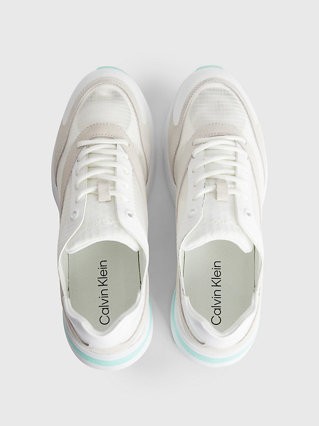 white / dk ecru buty sportowe z materiału ripstop dla kobiety - calvin klein