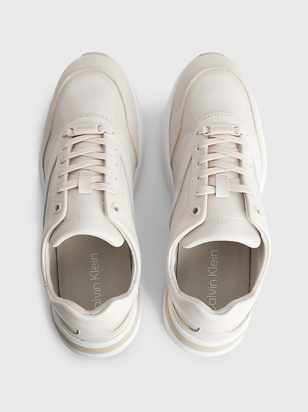 crystal gray leather trainers for women calvin klein