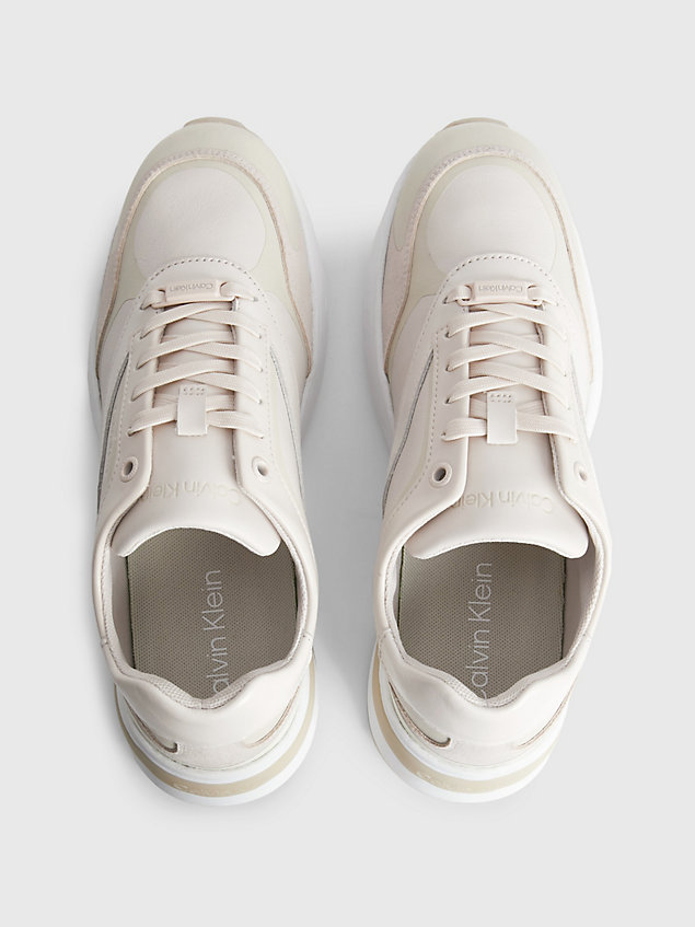 beige leather trainers for women calvin klein