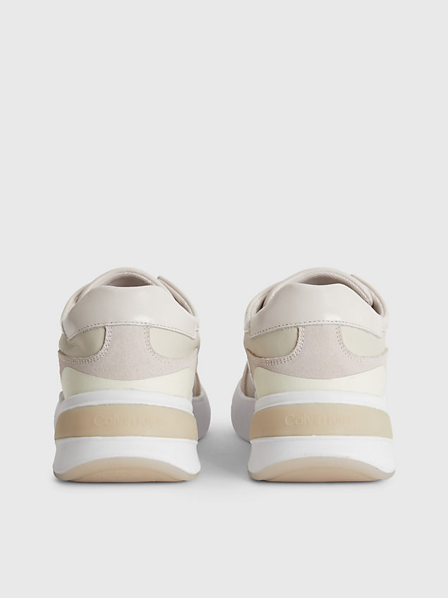 beige leather trainers for women calvin klein