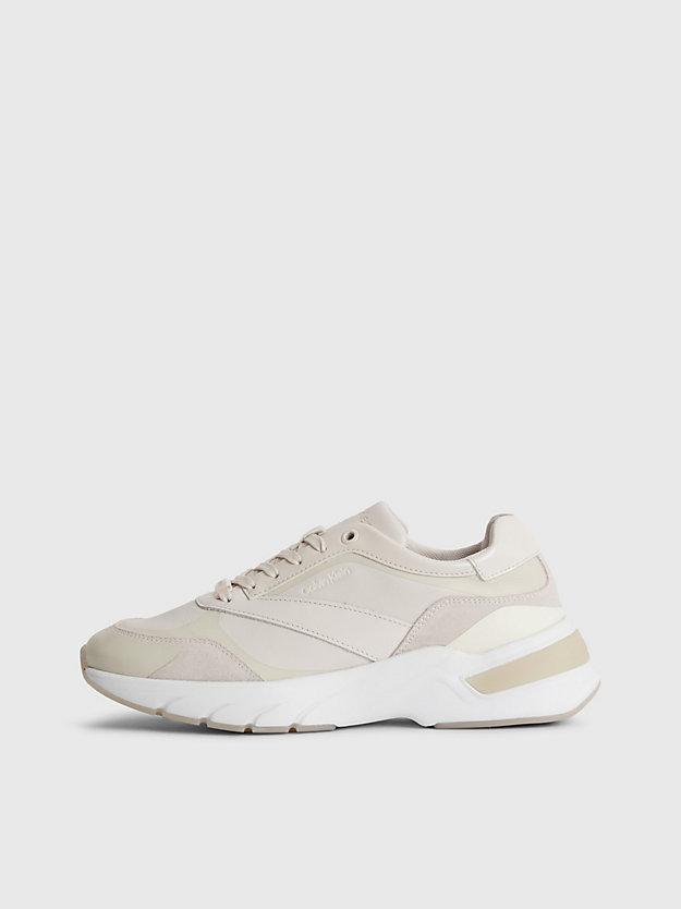 crystal gray leather trainers for women calvin klein