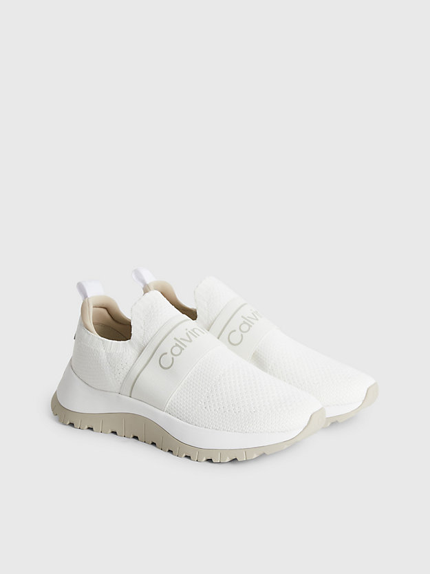 WHITE / DK ECRU Strick-Slip-on-Sneakers aus recyceltem Material für Damen CALVIN KLEIN