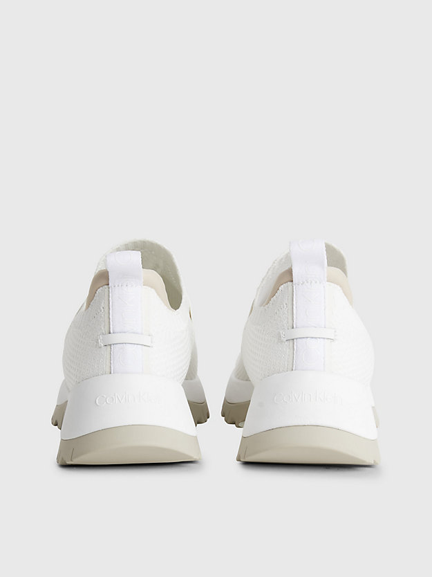 WHITE / DK ECRU Wsuwane buty sportowe z przetworzonej dzianiny dla Kobiety CALVIN KLEIN