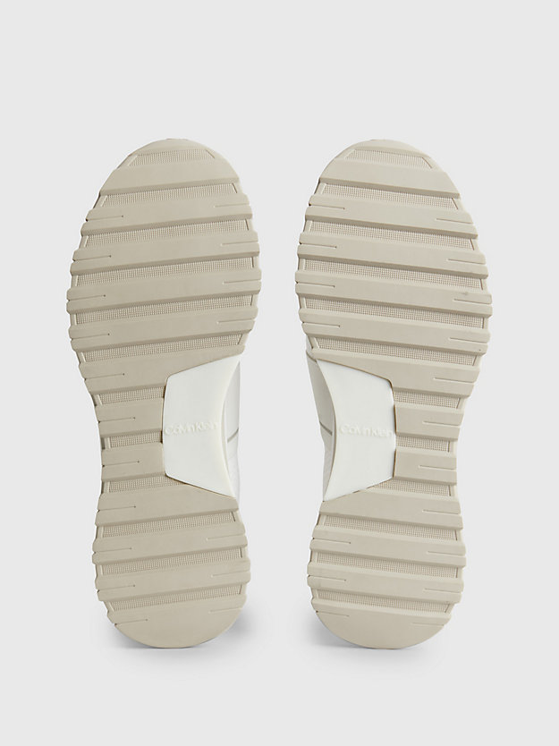 zapatillas slip-on de punto reciclado white / dk ecru de mujer calvin klein