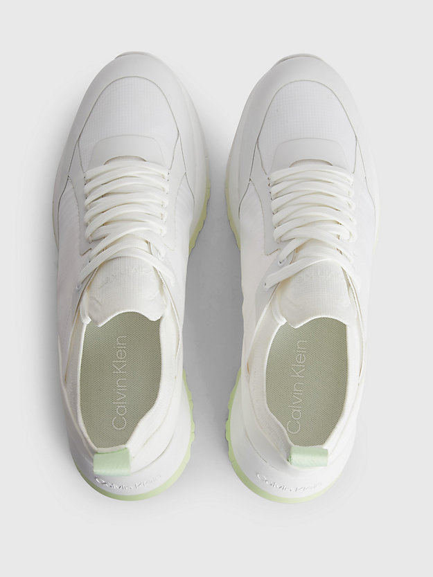 white / spirit green recycled knit trainers for women calvin klein
