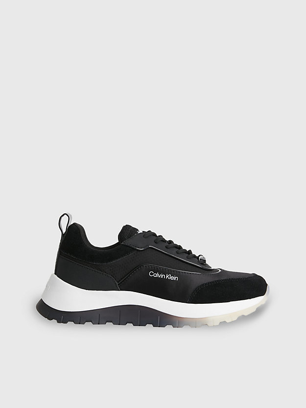 CK BLACK Recycled Suede and Satin Trainers for women CALVIN KLEIN