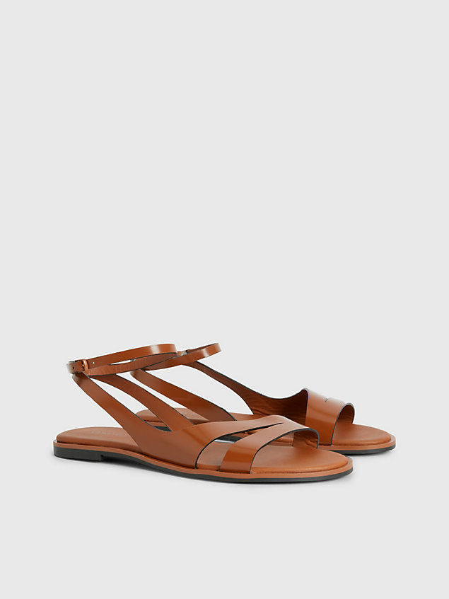 brown leather sandals for women calvin klein