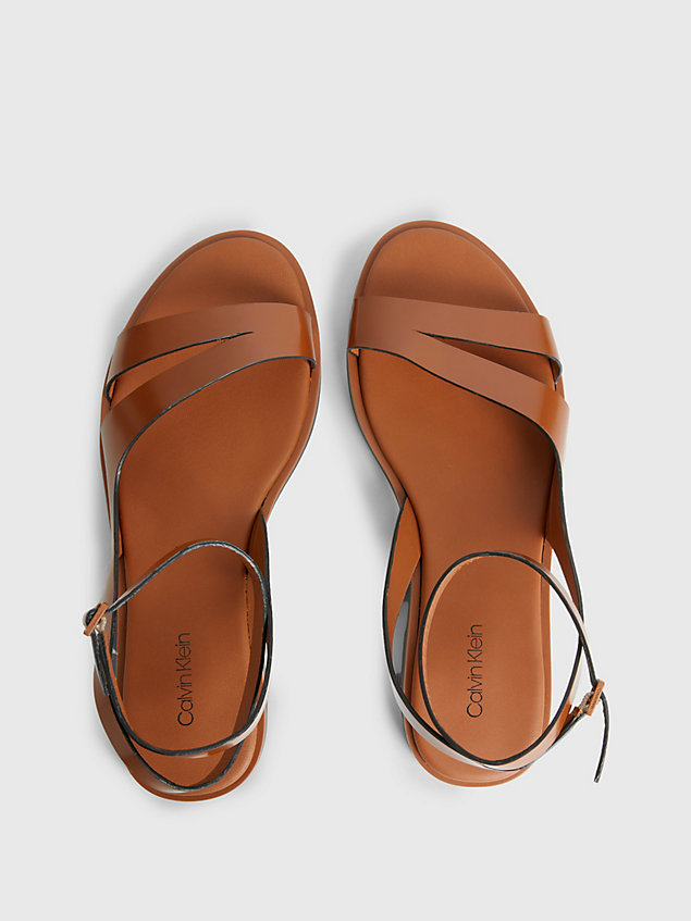 brown leren sandalen voor dames - calvin klein
