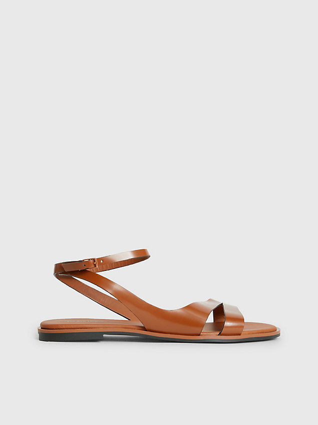 brown skórzane sandały dla kobiety - calvin klein