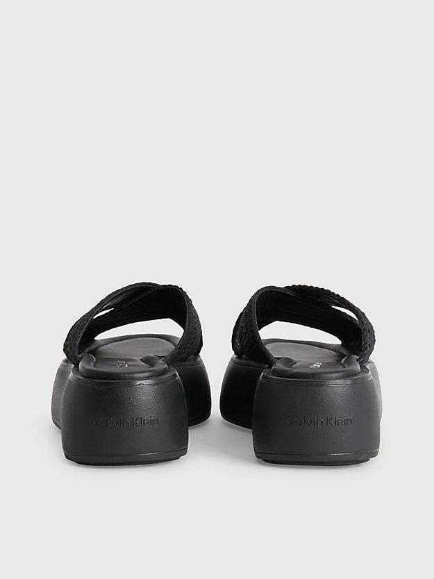 sandales à plateforme tressées ck black pour femmes calvin klein