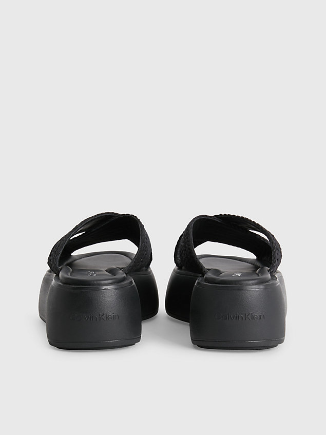 black braided bubble platform sandals for women calvin klein