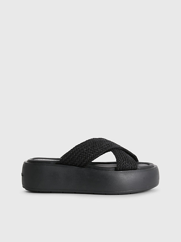 sandales à plateforme tressées ck black pour femmes calvin klein