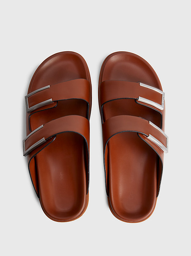 cognac leather sandals for women calvin klein