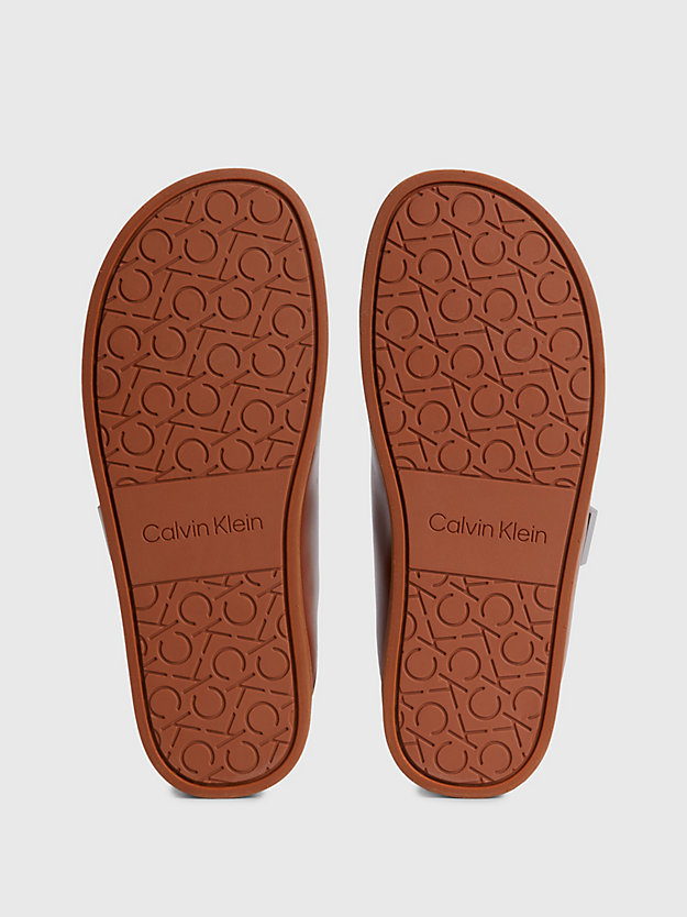 COGNAC Leather Sandals for women CALVIN KLEIN